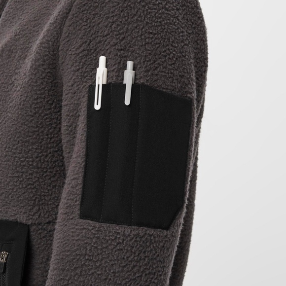 Women's Figs On-Shift Sherpa Jacket in Black - Picture 13 of 16